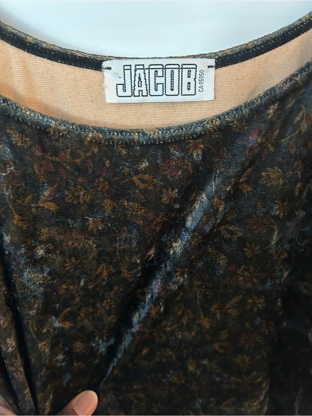 Jacob Black Floral Velvet Long Sleeve Bodysuit - Picture 3 of 3